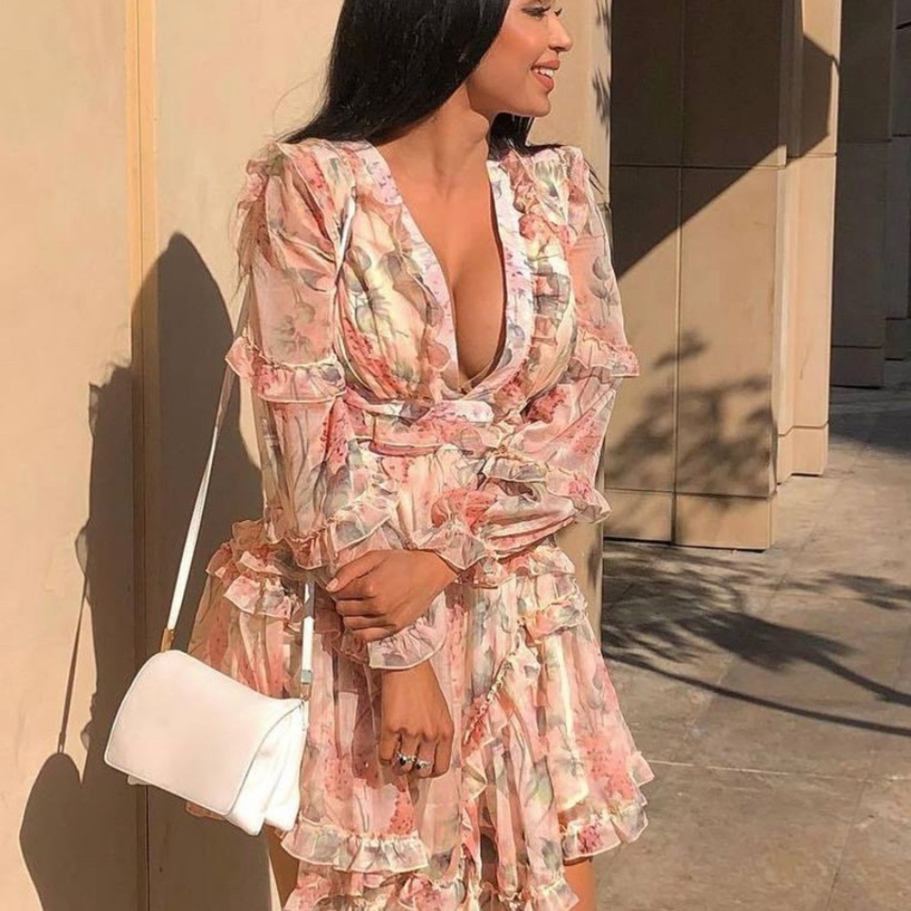 Floral mini ruffle dress